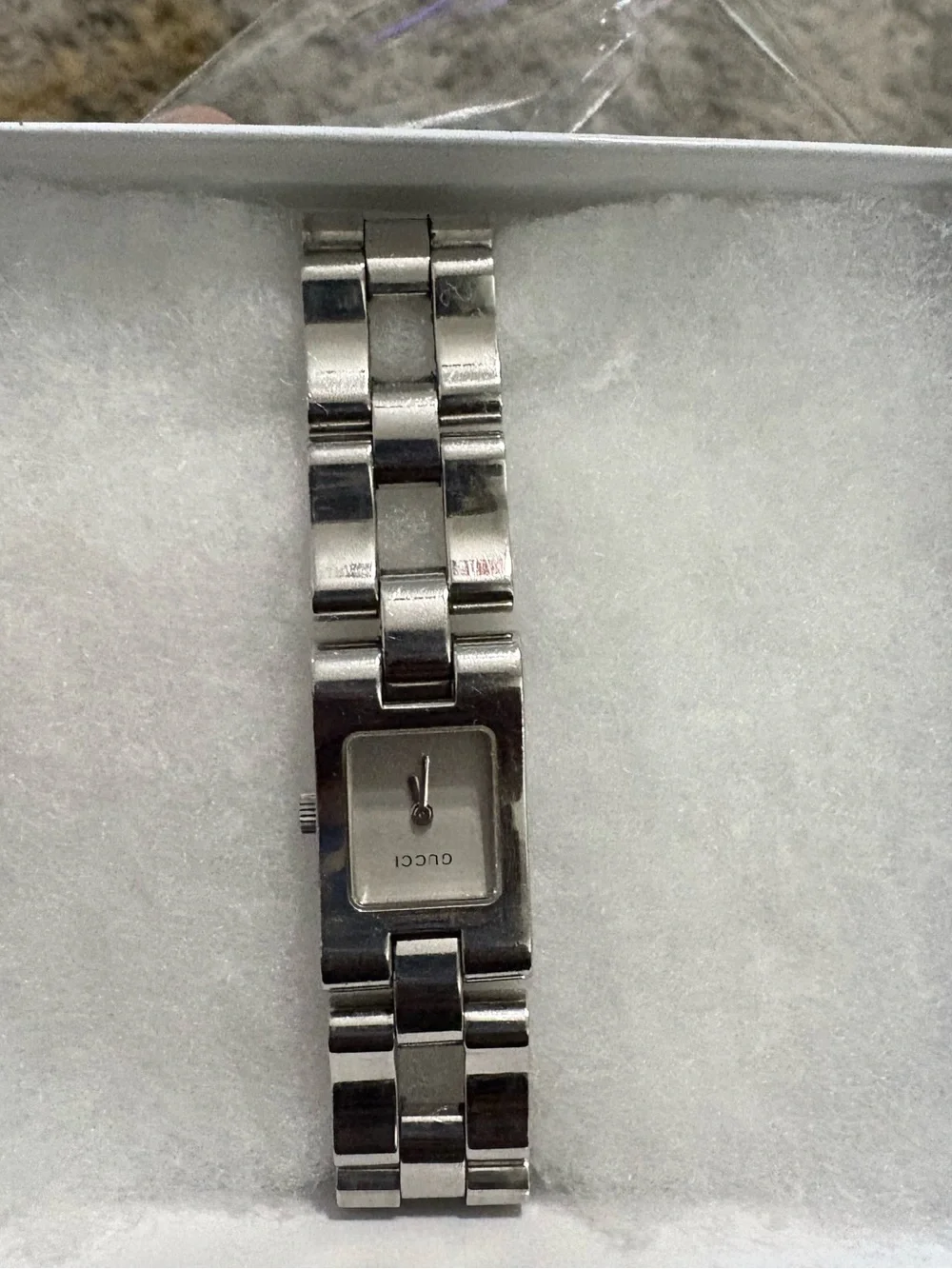 Gucci Silver Link Bracelet Watch with Square Dial
